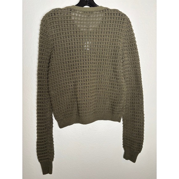 Rag & Bone Marlee Cardigan Olive Green Knit Gold Button Sweater Size Medium - Picture 5 of 7
